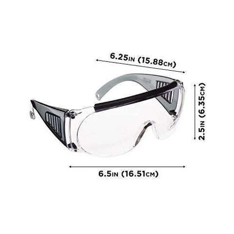 Ballistic Safety Glasses For Range Shooting Prescription Glasses Compatible Wraparound Frame ANSI Z87 1 shown with measurements