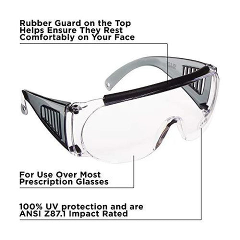 Ballistic Safety Glasses for Range Shooting Prescription Glasses Compatible Wraparound Frame ANSI Z87 1 Impact Resistant UV Protection
