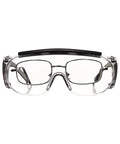 Front view of Ballistic Safety Glasses for range shooting, prescription compatible, wraparound frame, ANSI Z87.1 impact resistant lenses.