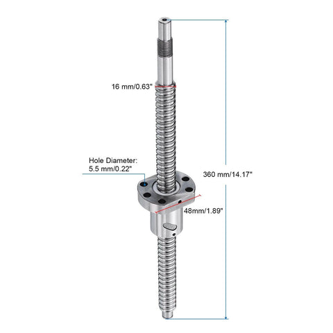 ✝️ BallScrew SFU1605 (Dia 16mm, Lead 5mm, Length 360mm) with Ball Screw Nut Anti Backlash Ball Screw Kit for CNC machine parts