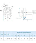 Technical drawing for BallScrew SFU1605 kit showing dimensions and nut mounting connection sizes for CNC systems.