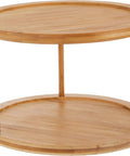 Eco Friendly Bamboo Wood Two Tier Turntable Ten Inch Diameter Kitchen Lazy Susan For Counter Or Cabinet