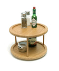 Eco Friendly Bamboo Wood Two Tier Turntable Ten Inch Diameter Kitchen Lazy Susan For Counter Or Cabinet Rotating Storage Organizer with spices