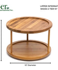 Eco Friendly Bamboo Wood Two Tier Turntable Ten Inch Diameter Kitchen Lazy Susan For Counter Or Cabinet Rotating Storage