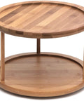 Eco Friendly Bamboo Wood Two Tier Turntable Ten Inch Diameter Kitchen Lazy Susan For Counter Or Cabinet Rotating Storage Organizer