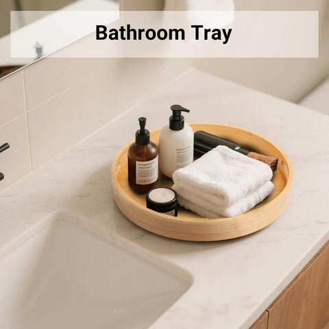 10 inch bamboo lazy susan pantry organizer with rotating tray, round bamboo turntable for kitchen countertops and spice storage.