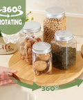 Set Of 4 Bamboo Lazy Susan Turntables For Cabinets And Tables Non Skid Revolving Condiment And Spice Rack with jars