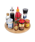 Bamboo Lazy Susan Turntable 13 Inch for Pantry Cabinets and Dining Tables with condiments, eco-friendly organizer, 360-degree rotation