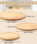 Bamboo Lazy Susan 3 Piece Set With 9 Inch 10 Inch And 12 Inch Rotating Turntables for kitchen pantry organizer size details