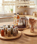 Bamboo Lazy Susan 3 Piece Set With 9 Inch 10 Inch And 12 Inch Rotating Turntables For Kitchen Counter Pantry Organizer