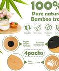 Set Of 4 Bamboo Lazy Susan Turntables For Cabinets And Tables Non Skid Revolving Condiment And Spice Rack with flower tray