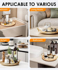 11 Inch Bamboo Lazy Susan Turntable Organizer With Gold Handle For Tabletop And Cabinet Use in various home settings