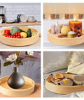 10 inch bamboo lazy susan pantry organizer with rotating tray, round bamboo turntable for kitchen countertops and spice storage in various uses.