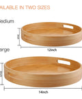 Lazy Susan Organizer 14 inch and Medium 12 inch Bamboo Lazy Susan for Table, Kitchen Turntable Organizer with Double Handles.