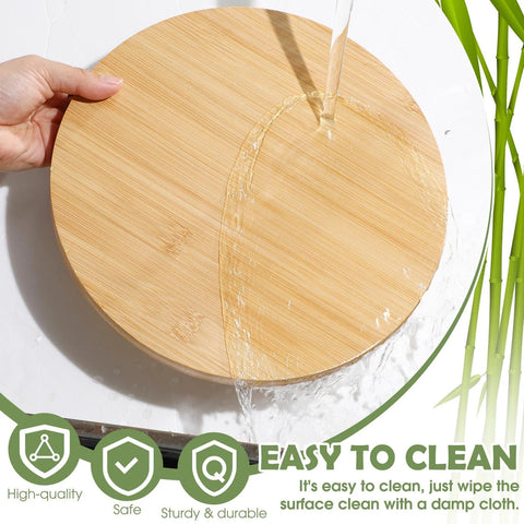 Cleaning a bamboo turntable from Set Of 4 Bamboo Lazy Susan Turntables For Cabinets And Tables Non Skid Revolving Condiment And Spice Rack Tray