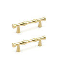 Aluminum Alloy Bamboo Shape Cabinet Handles 2 Pack Drawer Pulls 3.7 Inch Length 2.5 Inch Center To Center Hole Distance Gold Brass Retro Antique Finish