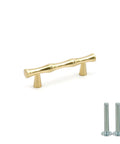 Aluminum Alloy Bamboo Shape Cabinet Handles 2 Pack Drawer Pulls, gold brass finish with screws, 3.7 inch length, 2.5 inch hole distance