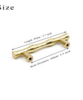 Aluminum Alloy Bamboo Shape Cabinet Handles 2 Pack Drawer Pulls 3.7 Inch Length 2.5 Inch Center To Center Hole Distance Gold Brass Retro Antique Finish For Cabinets Closets Dressers
