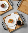 Black Side Mounted Tray Handle Set With Two Metal Pulls And Four Screws For Cutting Boards Trays