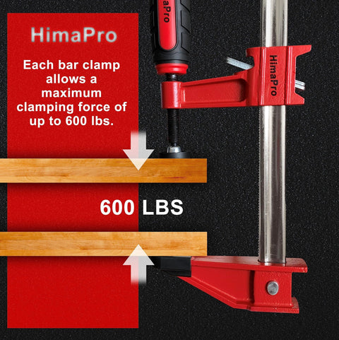 12 inch woodworking bar clamps set with 600 lb capacity by HimaPro, ideal for secure clamping in DIY projects and workshops.