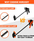 Comparison of Horsudy bar clamp highlighting extra thick build and strength for Six Inch Mini Bar Clamps 2 Pack For Woodworking.