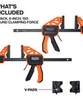 Speed Klamp 6 Inch Bar Clamp Set Two Pack With One Handed Operation And 150 Pound Clamping Power by Klein Tools displayed.