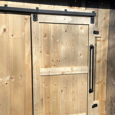 Box Rail Hanger Bracket Heavy Duty Barn Door Hardware 4 Pack Black Bolts Included For Mounting Rail On Barn Doors Installed View