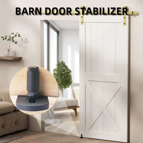 Barn Sliding Door Floor Fixed Rails With Adjustable Stay Roller And Double Wheel Clamping, installed in living room