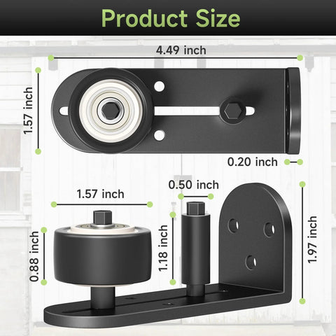 Sliding Barn Door Floor Guide With Quiet Bearing And Adjustable Rubber Rollers, Rustproof Aluminum Alloy Track, 4.49In L x 1.57In W x 1.97In H