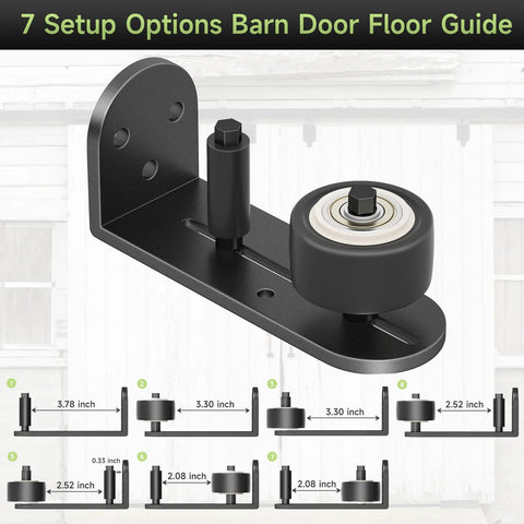 Sliding Barn Door Floor Guide With Quiet Bearing And Adjustable Rubber Rollers, Rustproof Aluminum Alloy Track