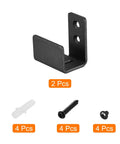 Floor Guide For Sliding Barn Doors Two Pack In Carbon Steel With Flexible Adjustable U Bracket And Flush Bottom Mount Flat Swing Stopper Black Finish Easy Install For Durable Track Alignment And Quiet Operation shown with screws and anchors