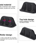 Four Barn Door Floor Guide With Bearing Design For Sliding Doors Heavy Duty Metal Hardware Durable Black Steel Frame Noise Reducing 304 Stainless Steel And Plastic Castings For Smooth Scratch Free Door Movement. Close-up view of black metal hardware with stainless steel and plastic components.