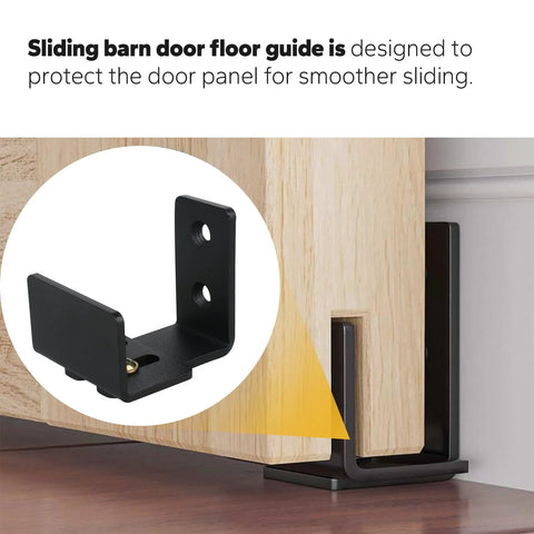 Sliding Barn Door Floor Guide Black Adjustable U Shape Flush Bottom Design Wall Mounted For Doors And Cabinets
