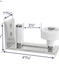 Sliding Barn Door Floor Guide With Bottom Adjustable Roller 8 Setup Options for DIYers, flush bottom, brushed nickel design, dimensions labeled.