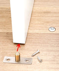 4 Pack Sliding Barn Door Floor Guides With Copper Stainless Steel Rollers And Base Includes 8 Screws Bottom Guide Locators For Glass And Wood Doors Durable Hardware For Smooth Sliding And Stable Door Alignment shown installed with screws.