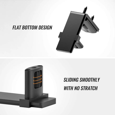 Sliding Barn Door Bottom Floor Guide with Adjustable Roller, wall mount installation, flat bottom design, fits 2-inch door, black