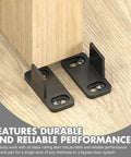 Sliding Barn Door Floor Guide Set 4 Pcs Heavy Duty Adjustable Bottom Stopper and Swing Restrictor on wooden floor