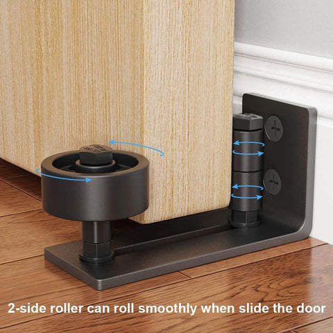 Two Pack Barn Door Floor Guide Set With Eight Setup Options for bottom flush installations on wood floor