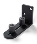 Sliding Barn Door Bottom Floor Guide With Adjustable Wall Mount Roller Guides, Flush Flat Bottom Design, Smooth Roller Ball Operation, Stable Black Heavy Duty Solid Steel Construction, Rust And Wear Resistant, No Floor Modifications Needed