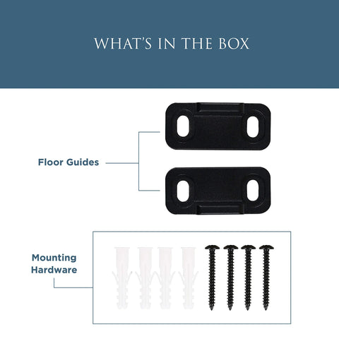 Interior Sliding Barn Door Hardware Double Floor Guide One And Three Quarters Inches Matte Black with mounting hardware