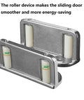 Four Barn Door Floor Guide Bearings With Adjustable Bottom Rollers in Durable Steel Frame, showing two metal guides side by side