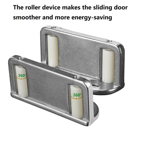 Four Barn Door Floor Guide Bearings With Adjustable Bottom Rollers in Durable Steel Frame, showing two metal guides side by side