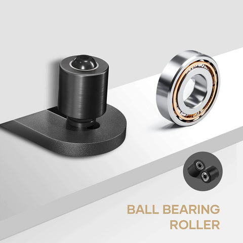 Sliding Barn Door Bottom Floor Guide, Ball Bearings Adjustable Stay Roller, Wall Mount System, Flush Flat Bottom Design, Black