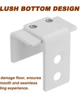 Sliding Barn Door Floor Guide Wall Mounted Adjustable 25mm To 37mm U Bracket With Flush Flat Bottom White Finish
