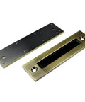 12 Inch Sliding Barn Door Handle Heavy Duty Pull And Flush Set with Antique Bronze Finish, Carbon Steel Construction shown above.