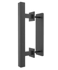 12 Inch Sliding Barn Door Handle Pull And Flush Hardware Set In Rustic Black Finish Anti Rust Steel With Quiet Operation in side view