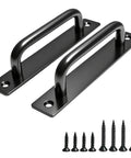 2PCS 5.8 Inches Barn Door Handle, Premium Aluminum Alloy Gate Handle, Sturdy Black Sliding Door Pull Handles with screws