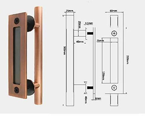 12 Inch Sliding Barn Door Handle Heavy Duty Pull And Flush Set With Rustic Two Side Design Antique Copper Finish
