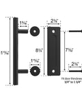 12-Inch Sliding Barn Door Handle Pull And Flush Hardware Set, Rustic Black Round Finish, fits 3/4 to 1-3/4 inch door thickness