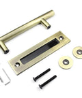 12 Inch Sliding Barn Door Handle Heavy Duty Pull And Flush Set With Large Rustic Two Side Design Ideal For Kitchen Gates Sheds And Garage Doors Antique Bronze Finish Carbon Steel Construction Smooth Edges For Safe Handling And Long Lasting Use.